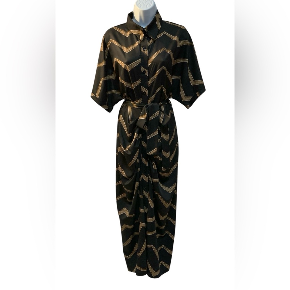 Women’s Black/Tan Midi Dress